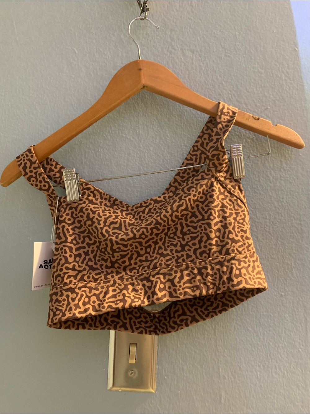 Salt and Ripple Brown Patterned Sports Bra
